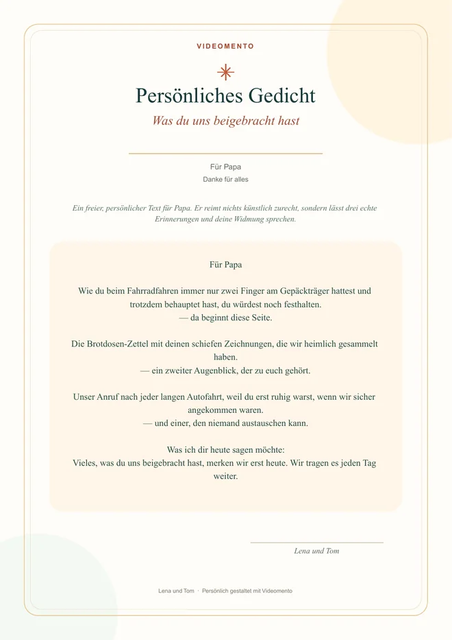 persönliches Gedicht – echte PDF-Vorschau