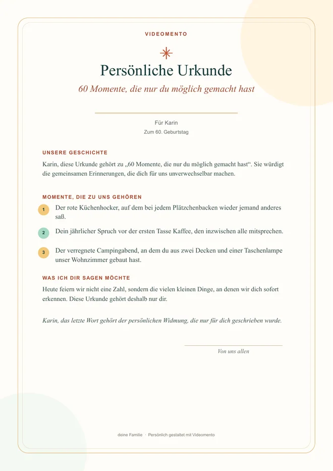 persönliche Urkunde – echte PDF-Vorschau