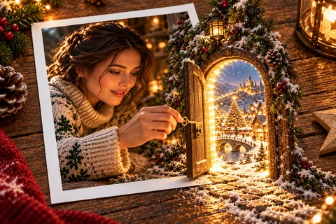 The Golden Key: A tiny key opens a door filled with starlight, and your Christmas adventure begins.