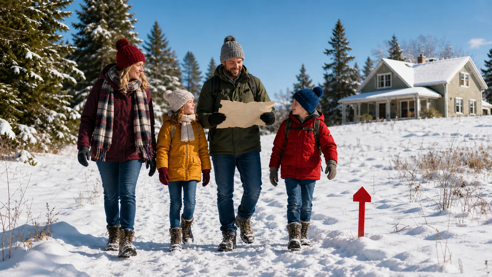 Die kleine Expedition im ersten Schnee: Aus dem ersten Schnee wird eine überschaubare, echte Familienreise mit Karte, Teamarbeit und staunenden Entdeckungen. Die Wärme am Ende entsteht aus dem gemeinsamen Tun.
