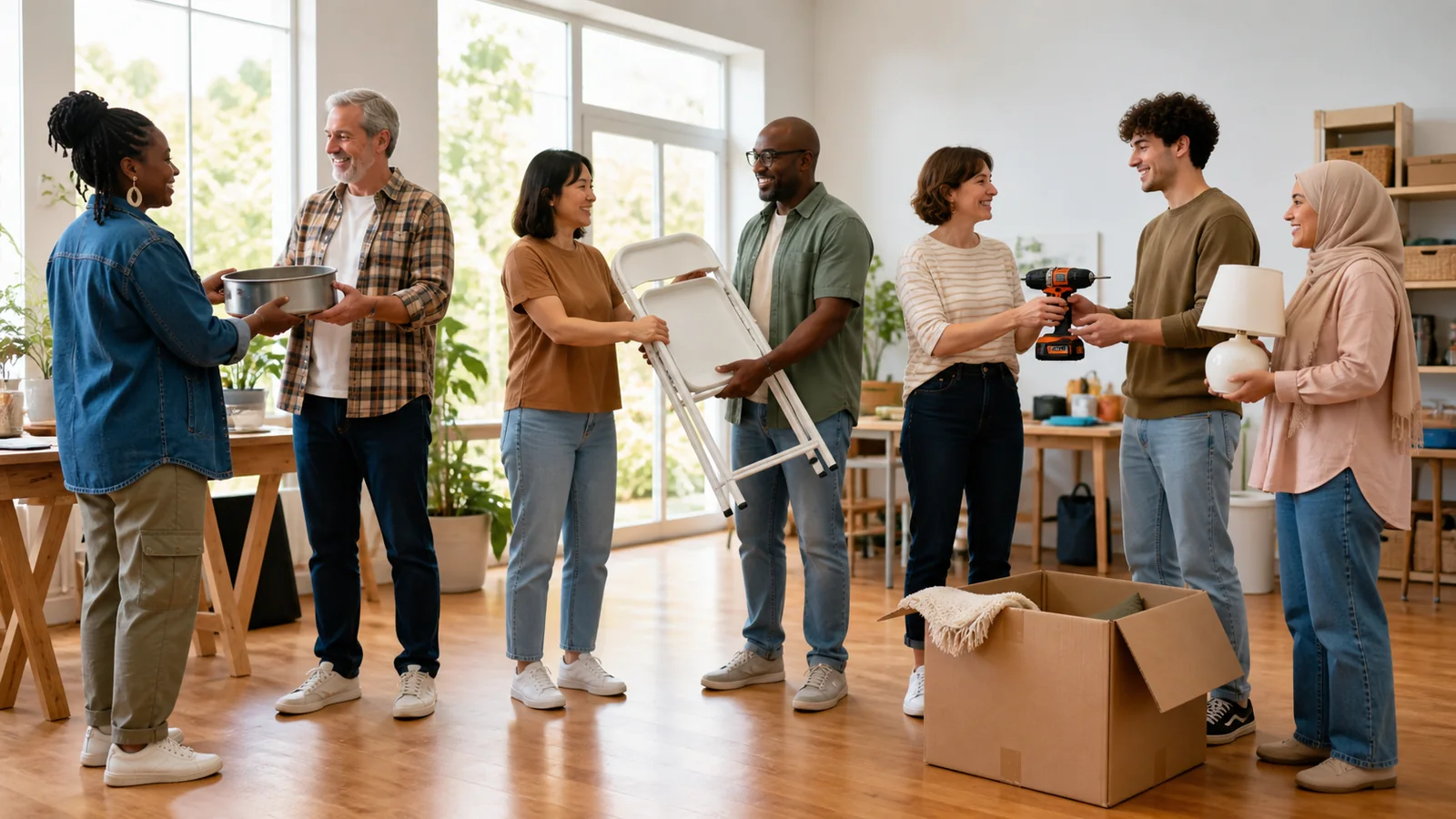 Le cose che attraversano il cortile: Cinque oggetti mostrano come prestare, controllare e restituire crea comunità.